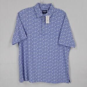 Bermuda Sands Shirt Mens Large Blue Polo Randy Paisley Golf UPF 50 Casual